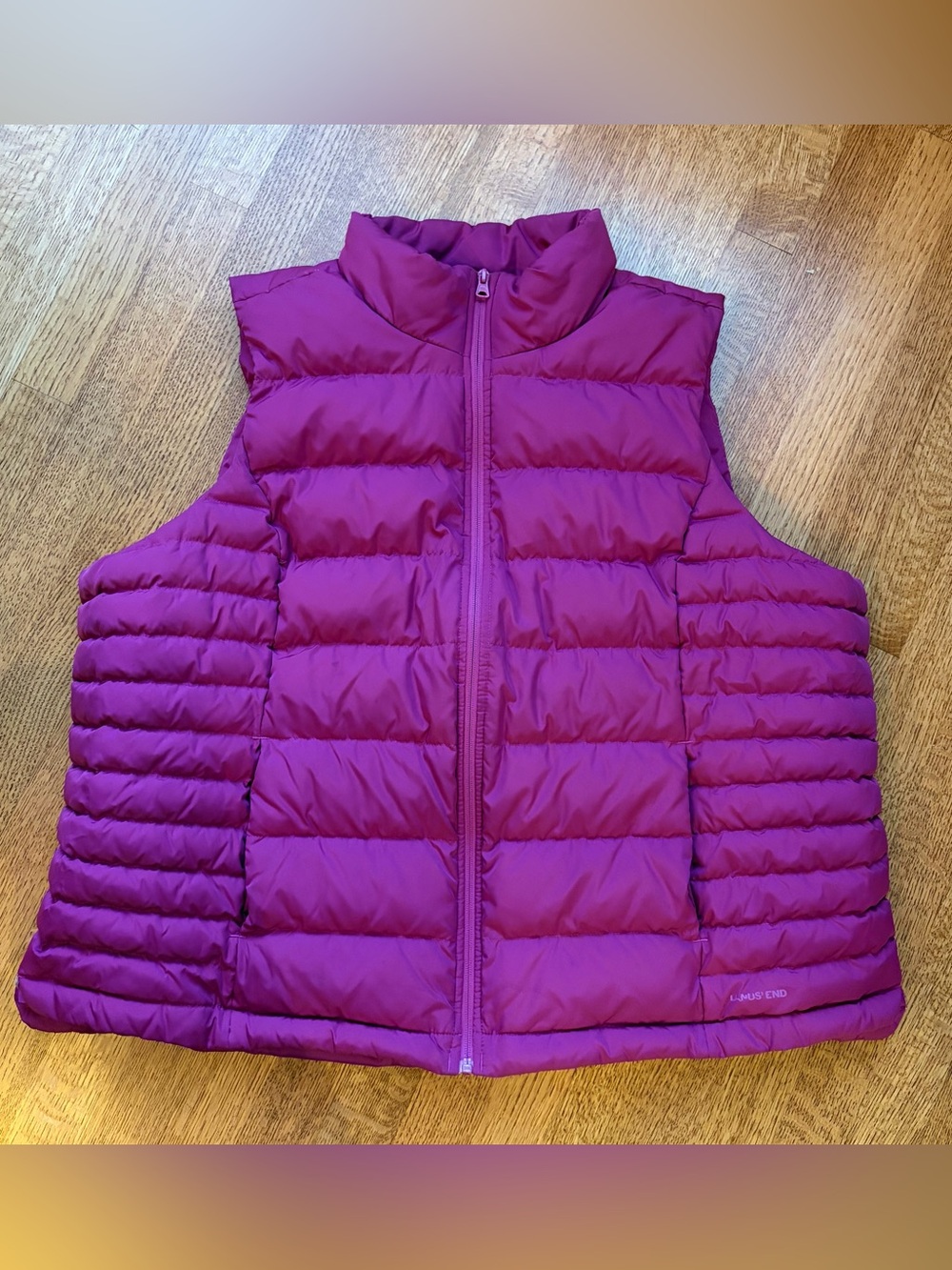 Lands' End Women's 2X Down Puffer Vest Magenta Purple Quilted Warm Plus 20W-22W